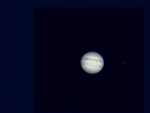 Transit av Ganymede över Jupiter: jup007c_13052005b_transit. 12 tum Meade LX200, f/10, Grönhögens Observatorium, Jörgen Danielss